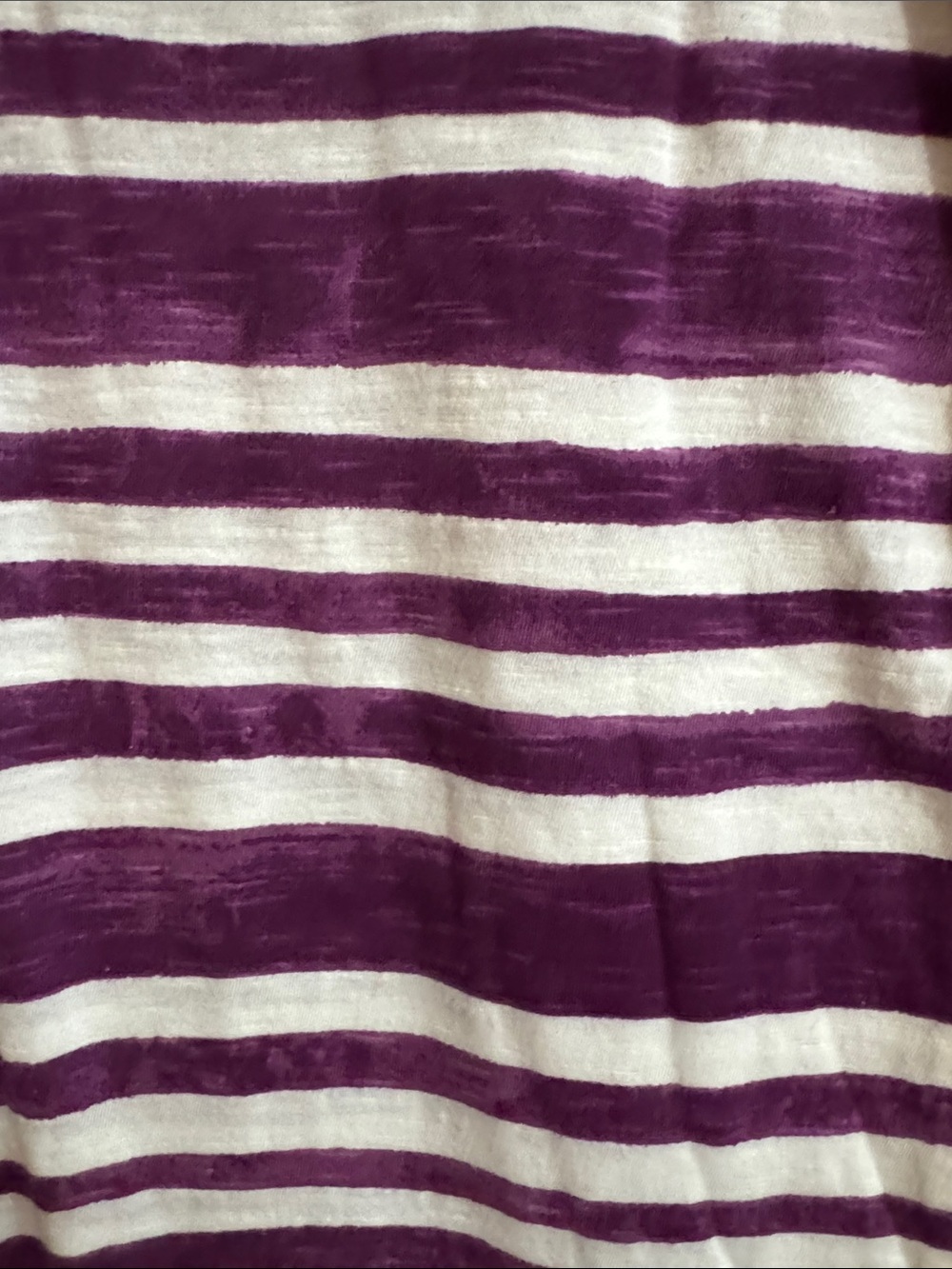 LOFT Purple and White Striped V-Neck Short Sleeve Tee - Picture 3 of 5